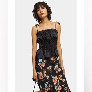 Topshop ruched satin camisole top